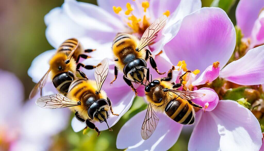 Manuka honeybees on a Manuka flower